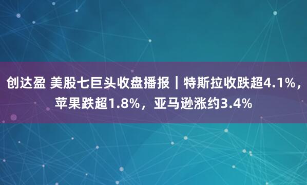 创达盈 美股七巨头收盘播报｜特斯拉收跌超4.1%，苹果跌超1.8%，亚马逊涨约3.4%